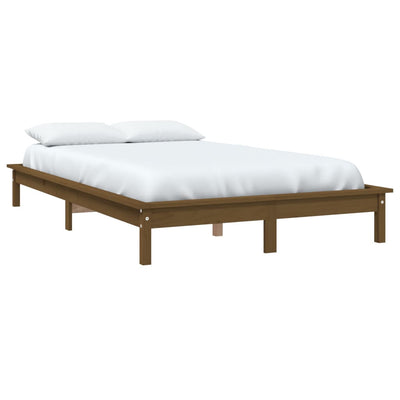 Bed Frame without Mattress Honey Brown 135x190 cm Solid Wood