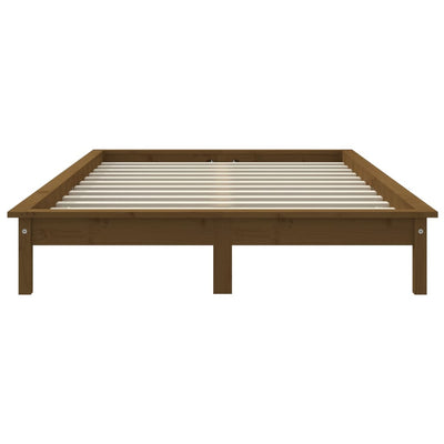 Bed Frame without Mattress Honey Brown 135x190 cm Solid Wood