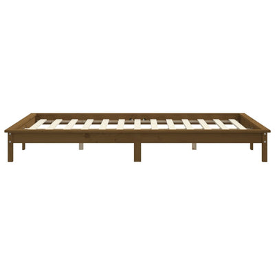 Bed Frame without Mattress Honey Brown 135x190 cm Solid Wood