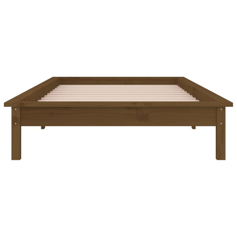 LED Bed Frame without Mattress Honey Brown 90x190 cm Solid Wood