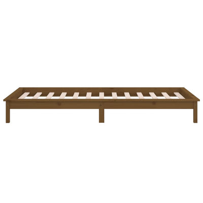 LED Bed Frame without Mattress Honey Brown 90x190 cm Solid Wood