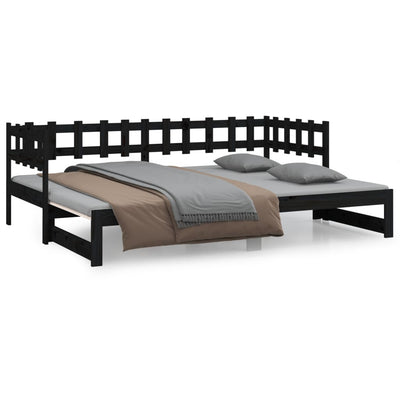 Pull-out Day Bed without Mattress Black 2x(90x190) cm