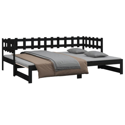 Pull-out Day Bed without Mattress Black 2x(90x190) cm