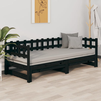 Pull-out Day Bed without Mattress Black 2x(90x190) cm