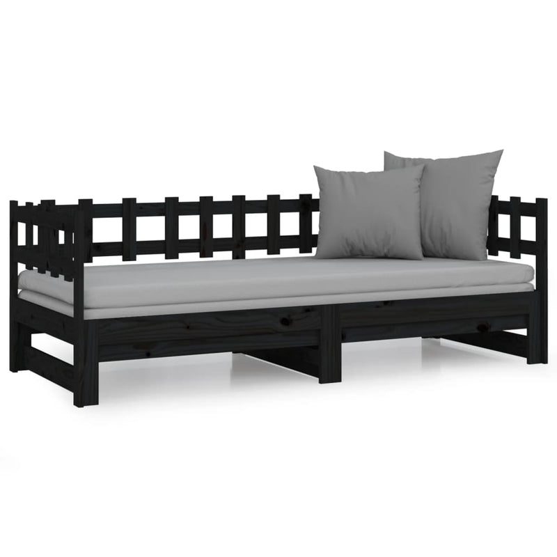 Pull-out Day Bed without Mattress Black 2x(90x190) cm