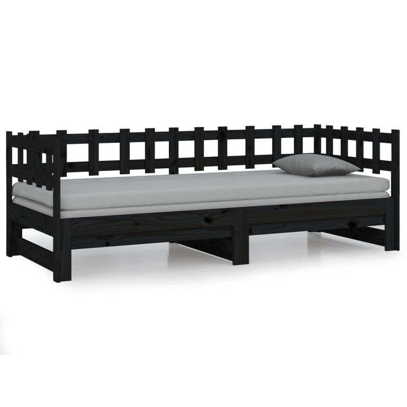 Pull-out Day Bed without Mattress Black 2x(90x190) cm