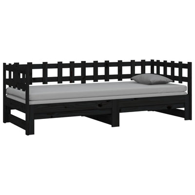 Pull-out Day Bed without Mattress Black 2x(90x190) cm