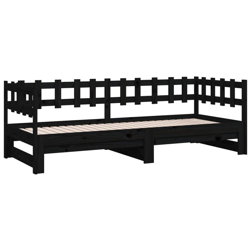 Pull-out Day Bed without Mattress Black 2x(90x190) cm