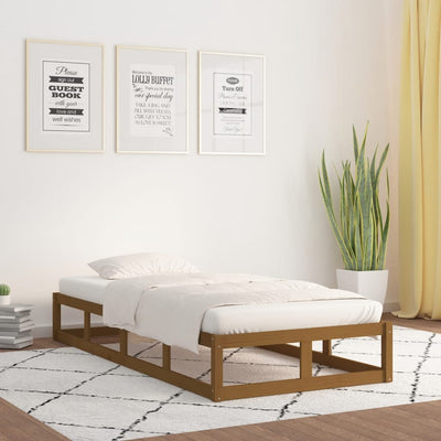 Bed Frame without Mattress Honey Brown 100x200 cm Solid Wood