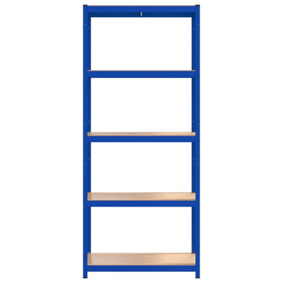 5-Layer Storage Shelf Blue Steel and Engineered Wood