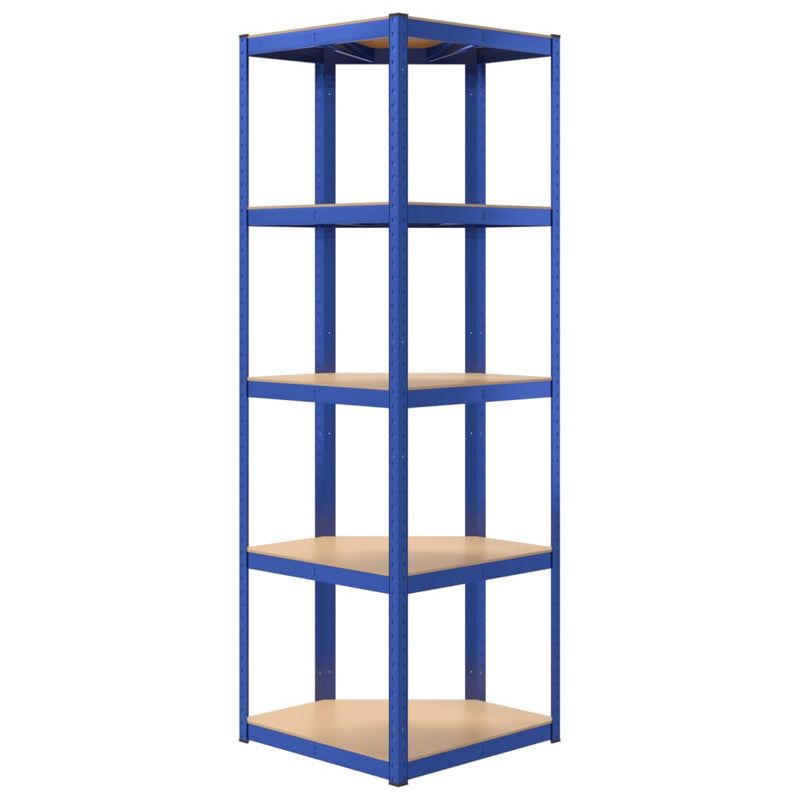 5-Layer Corner Shelf Blue Steel and Engineered Wood