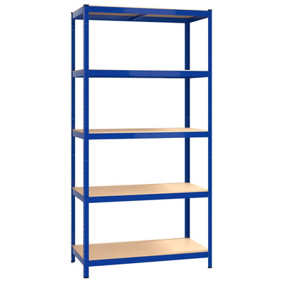 5-Layer Shelves 2 pcs Blue Steel and Engineered Wood