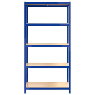 5-Layer Shelves 2 pcs Blue Steel and Engineered Wood