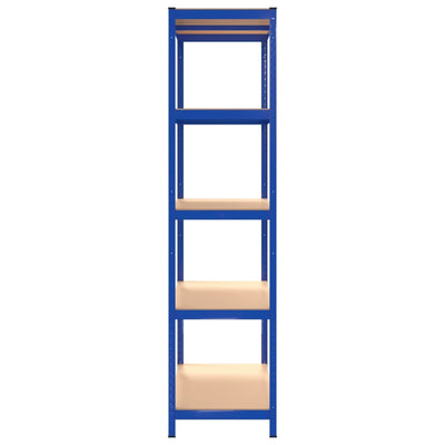 5-Layer Shelves 2 pcs Blue Steel and Engineered Wood