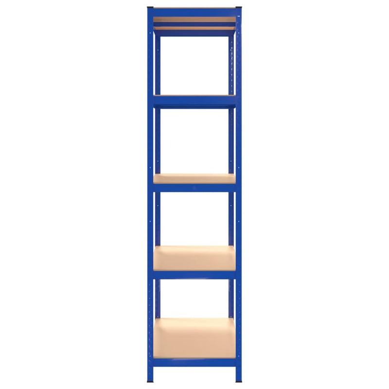 5-Layer Shelves 2 pcs Blue Steel and Engineered Wood