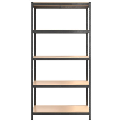 5-Layer Heavy-duty Shelf Grey Steel and Engineered Wood