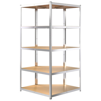 5-Layer Heavy-duty Corner Shelf Silver Steel and Engineered Wood