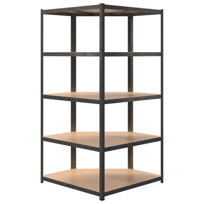 5-Layer Heavy-duty Corner Shelf Grey Steel and Engineered Wood