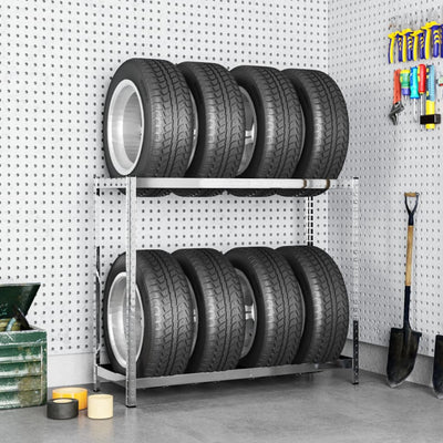 2-Layer Tire Rack Silver 110x40x110 cm Steel