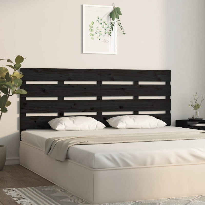 Headboard Black 150 cm Solid Wood Pine