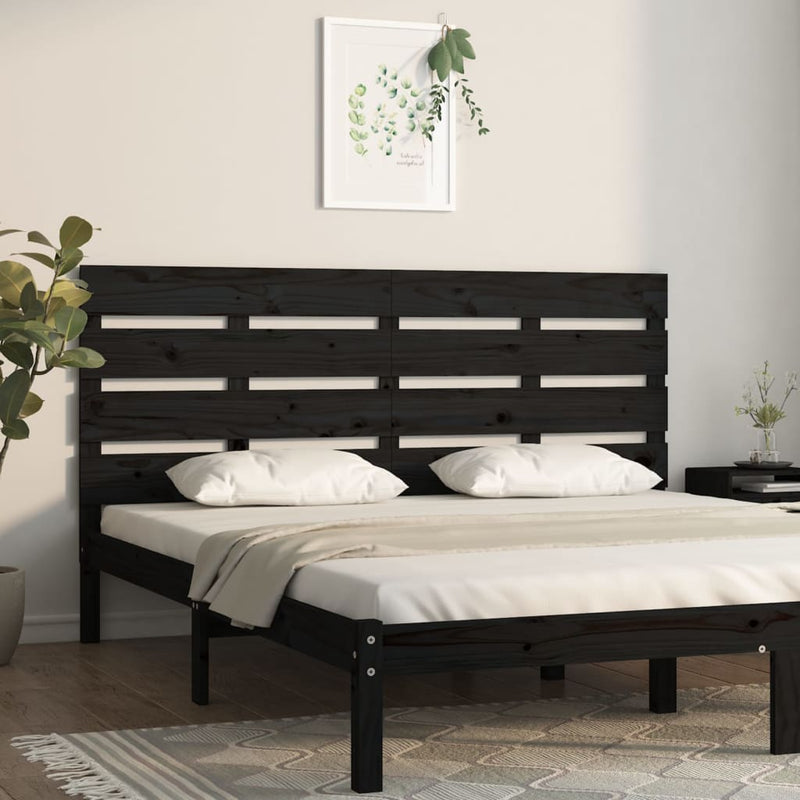 Headboard Black 180 cm Solid Wood Pine