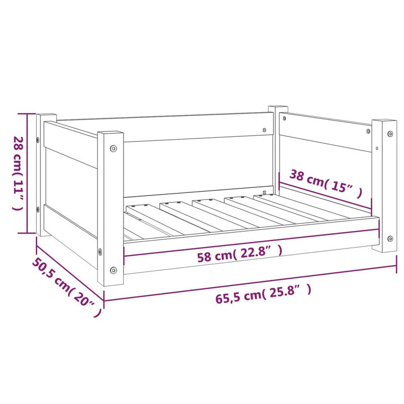 Dog Bed 65.5x50.5x28 cm Solid Pine Wood