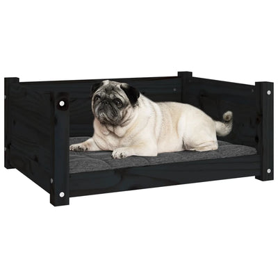 Dog Bed Black 65.5x50.5x28 cm Solid Pine Wood