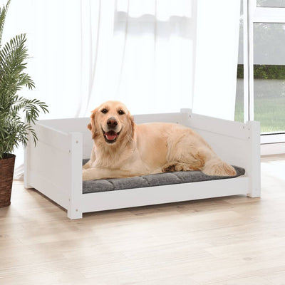 Dog Bed White 75.5x55.5x28 cm Solid Pine Wood