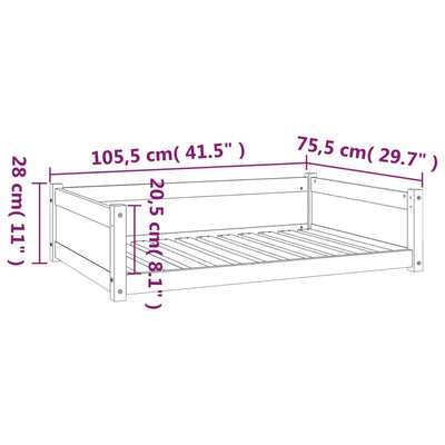 Dog Bed 105.5x75.5x28 cm Solid Pine Wood