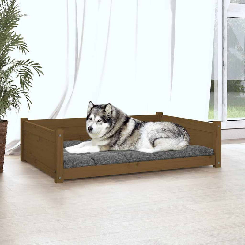 Dog Bed Honey Brown 105.5x75.5x28 cm Solid Pine Wood