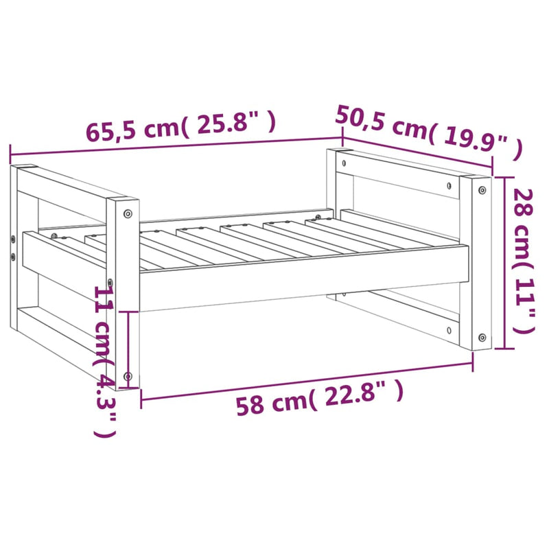 Dog Bed 65.5x50.5x28 cm Solid Pine Wood