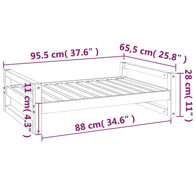 Dog Bed White 95.5x65.5x28 cm Solid Pine Wood