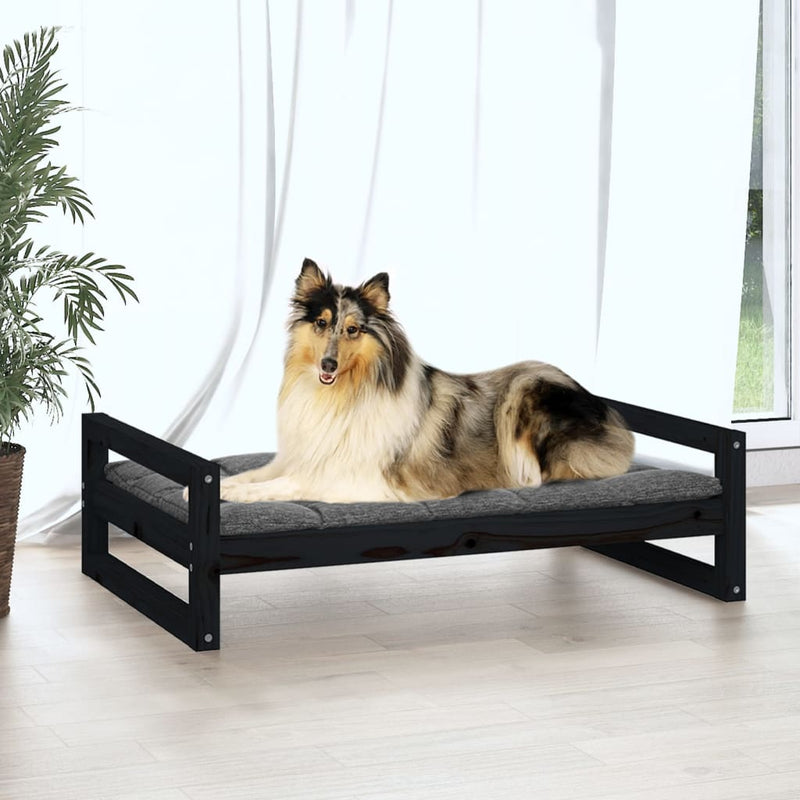 Dog Bed Black 95.5x65.5x28 cm Solid Pine Wood