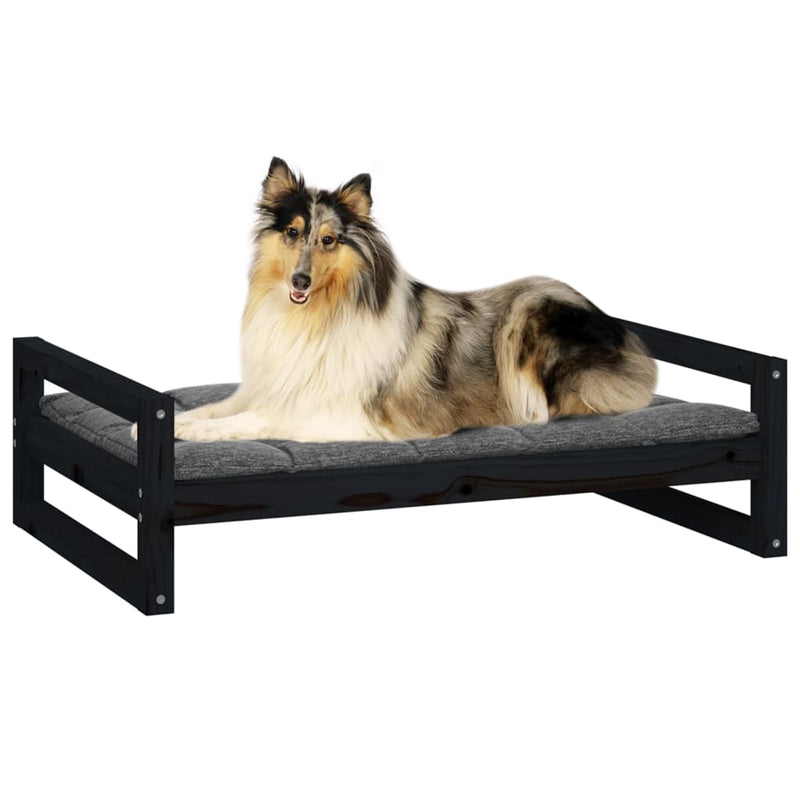 Dog Bed Black 95.5x65.5x28 cm Solid Pine Wood