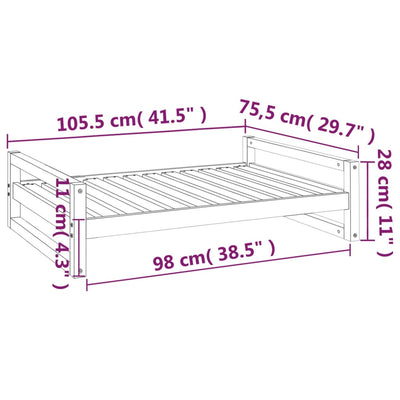 Dog Bed 105.5x75.5x28 cm Solid Pine Wood