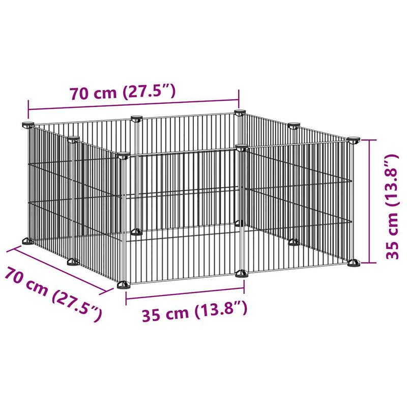 8-Panel Pet Cage Black 35x35 cm Steel