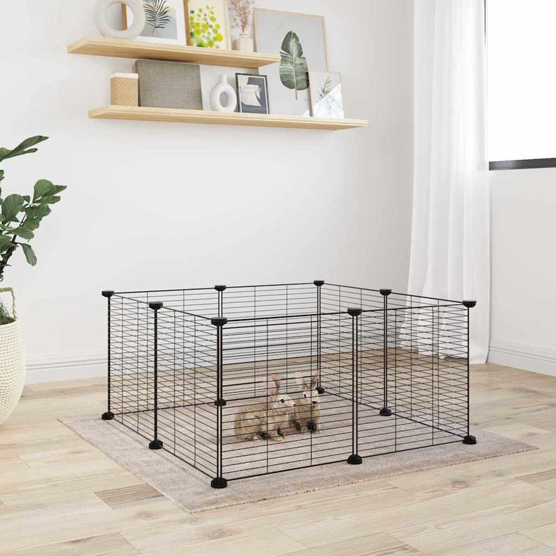 8-Panel Pet Cage Black 35x35 cm Steel