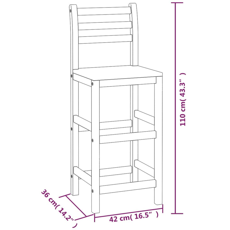 Bar Stools 8 pcs Solid Wood Acacia