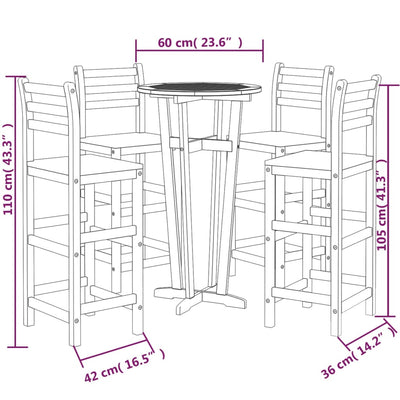 5 Piece Garden Bar Set Solid Wood Acacia