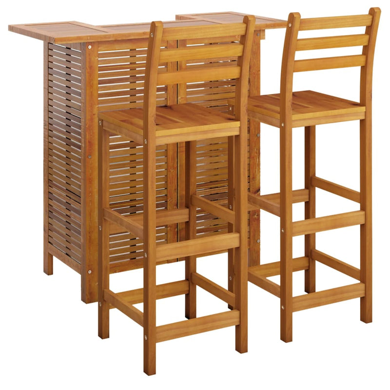 3 Piece Garden Bar Set Solid Wood Acacia