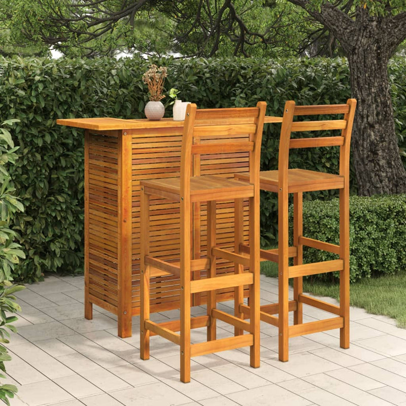 3 Piece Garden Bar Set Solid Wood Acacia