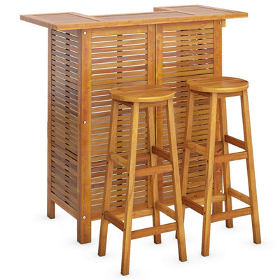 3 Piece Garden Bar Set Solid Wood Acacia