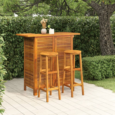 3 Piece Garden Bar Set Solid Wood Acacia