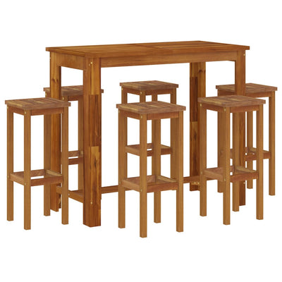 7 Piece Garden Bar Set Solid Wood Acacia