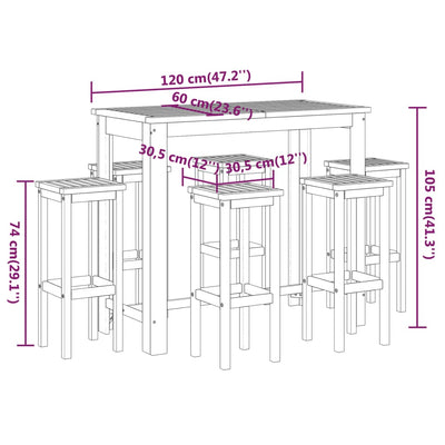 7 Piece Garden Bar Set Solid Wood Acacia