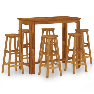 7 Piece Garden Bar Set Solid Wood Acacia