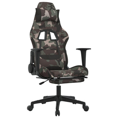 Massage Gaming Chair with Footrest Black and Camouflage Fabric