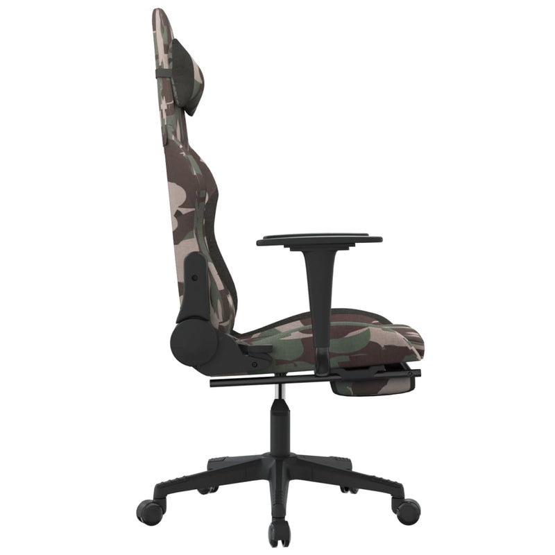 Massage Gaming Chair with Footrest Black and Camouflage Fabric