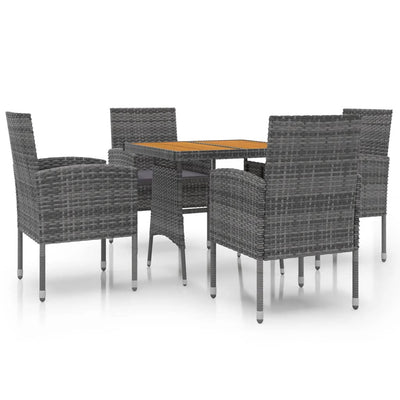 5 Piece Outdoor Dining Set Poly Rattan Grey