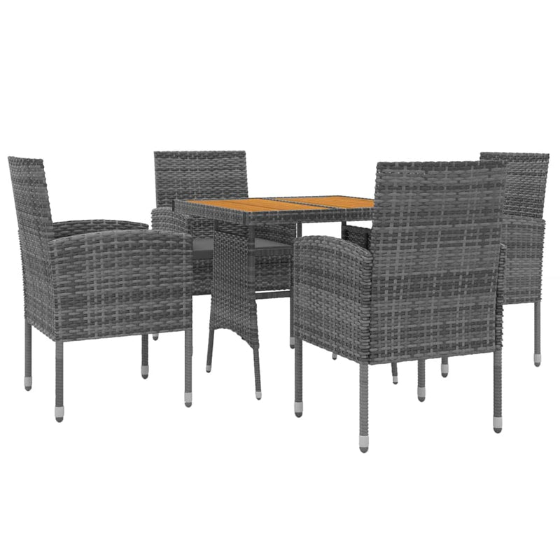 5 Piece Outdoor Dining Set Poly Rattan Grey